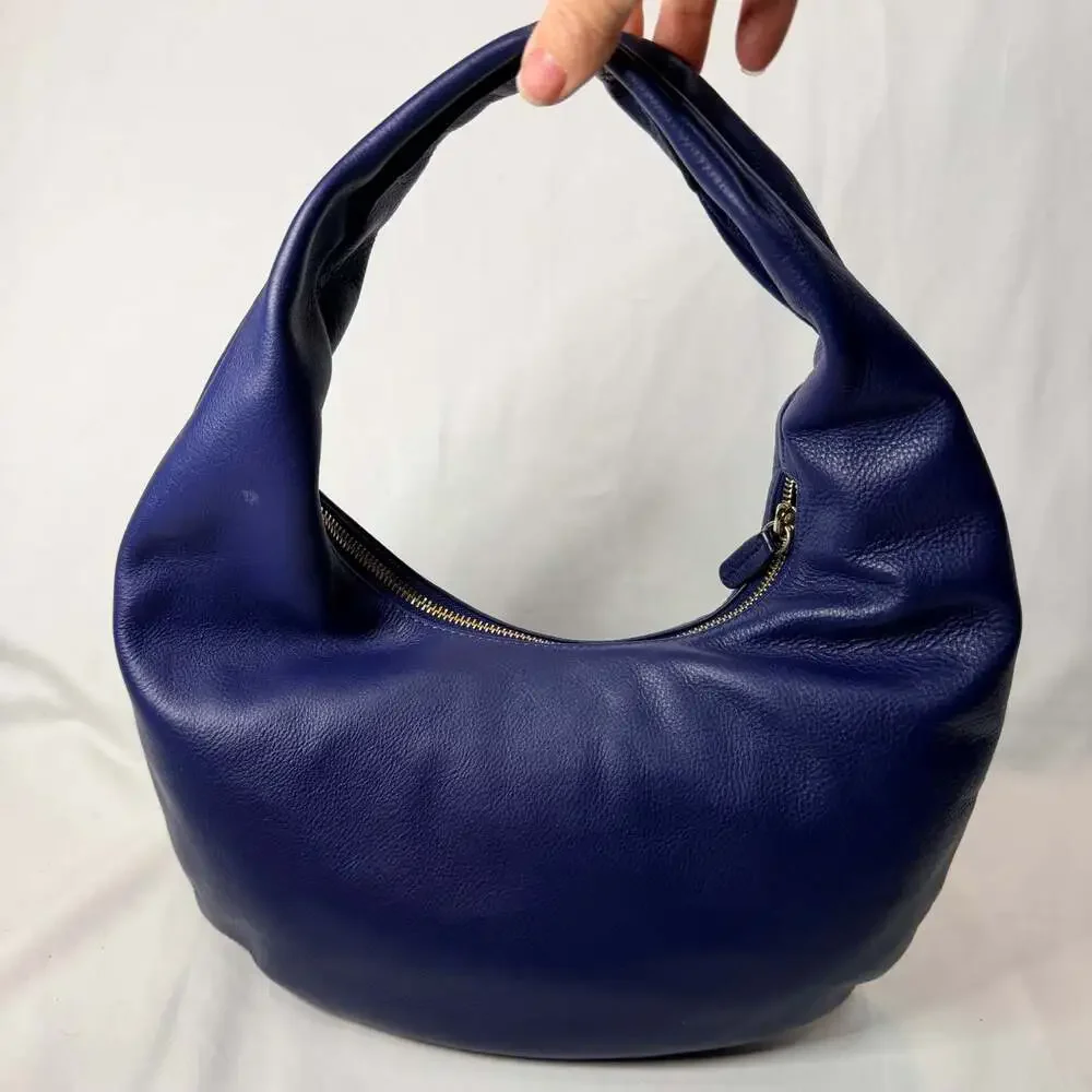 Fred Segal Blue Pebbled Leather Hobo Shoulder Bag Handbag